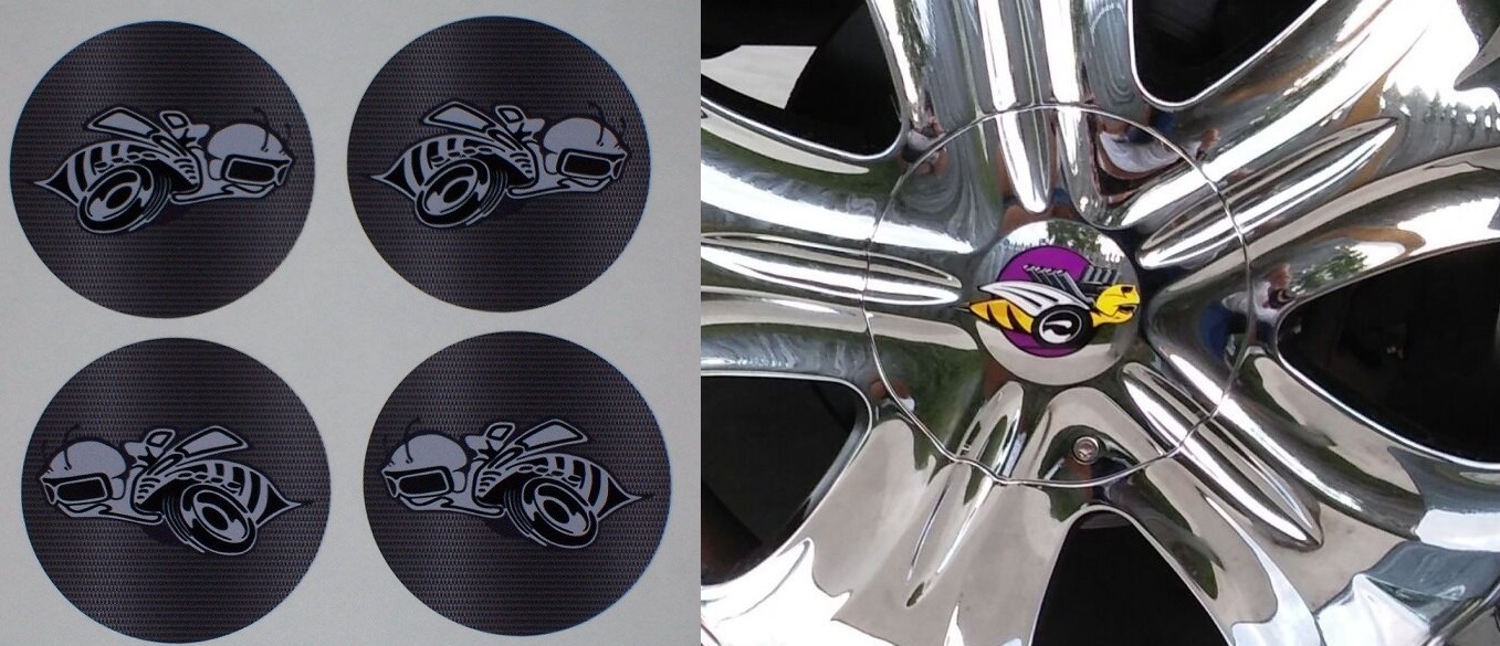 "Rumble Bee" 2.35" Wheel Center Decals - Click Image to Close